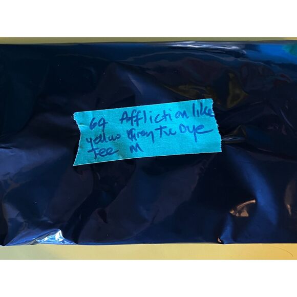 Affliction Like Yellow Gray Tie Dye Bling T Shirt Tee Top Mens Size Medium - Picture 10 of 10